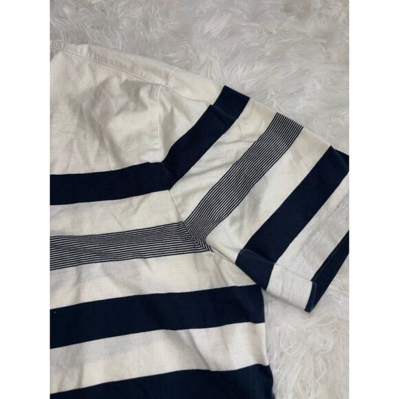 Olzen Men’s Sz. 105 Ivory & Navy Striped Tee. Fantastic Quality & Condition - Picture 3 of 8